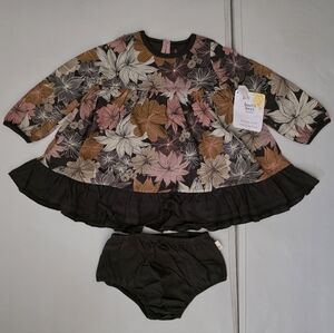 NWT Burt's Bees - Organic Cotton Dress (with Diaper Cover) - Floral Bliss - 18M